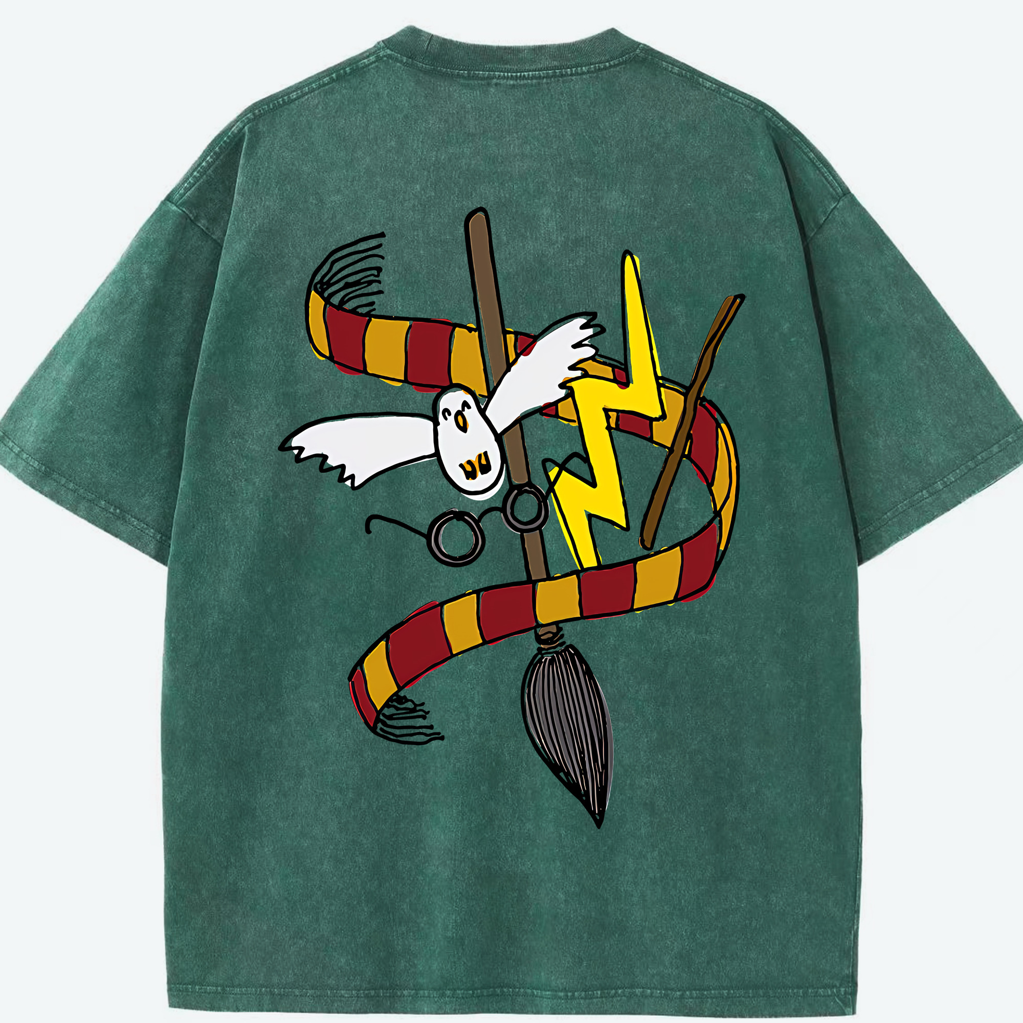 （画像用） Harry Potter ハリー・ポッターシリーズ 綿100% ヴィンテージ風 半袖Tシャツ（背面プリント）